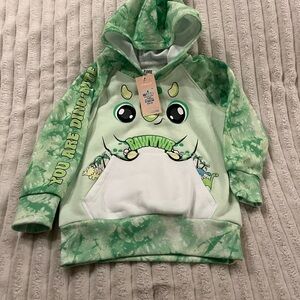 Funzie Time Lime Green Dino Hoodie Boys Size 4 New with Tags